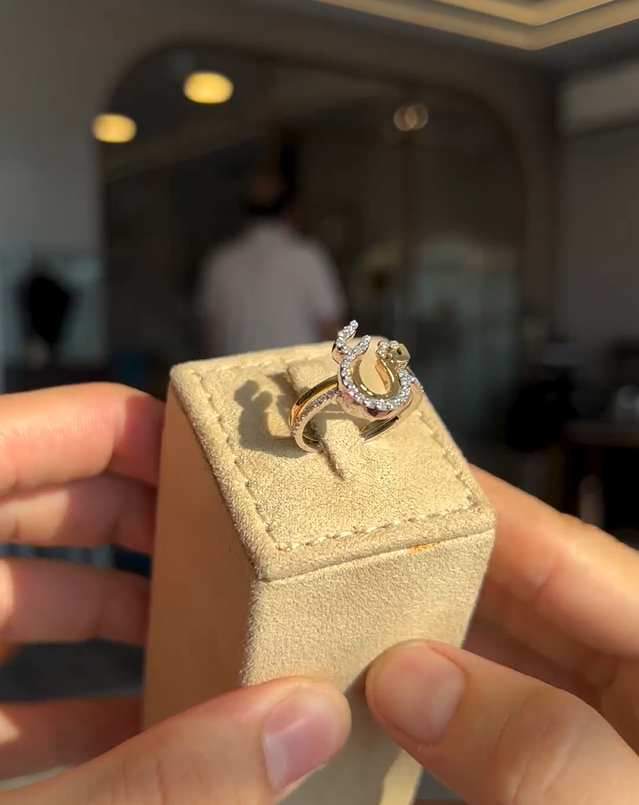 Diamond Embellised Initial Ring