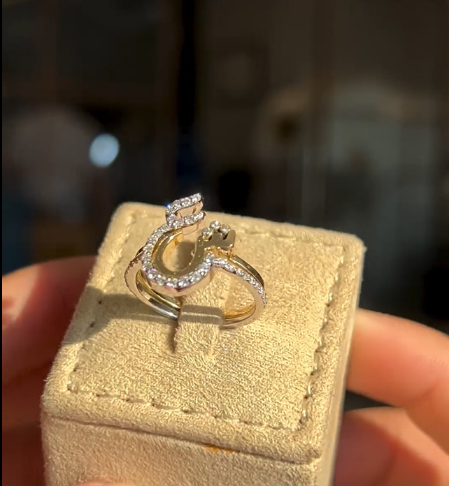Diamond Embellised Initial Ring