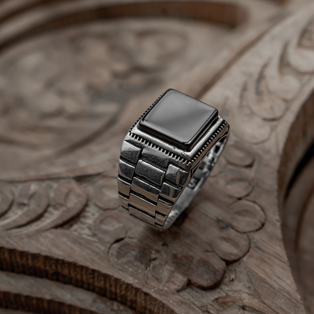 Byzantine Black Aqeeq Ottoman Ring