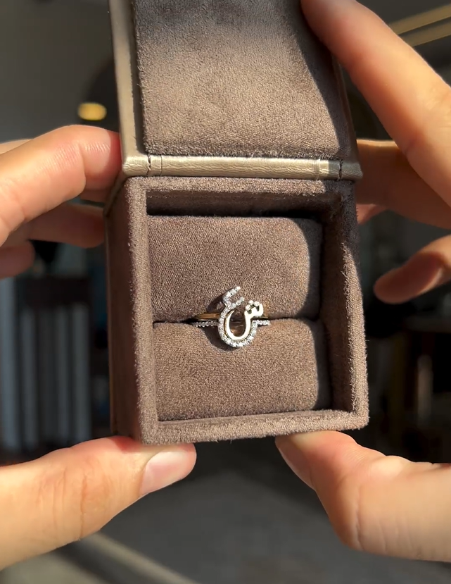 Diamond Embellised Initial Ring