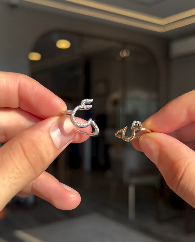 Diamond Embellised Initial Ring