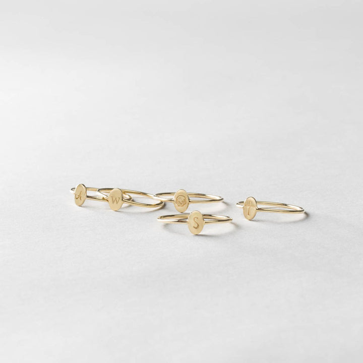 Dainty Cute Oval intial Ring