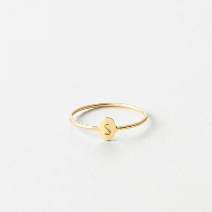 Dainty Cute Oval intial Ring