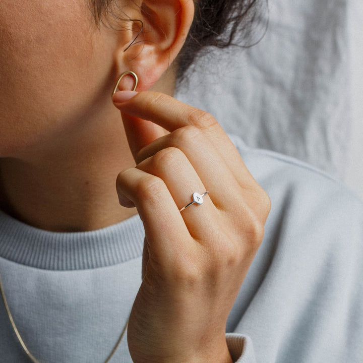 Dainty Cute Oval intial Ring