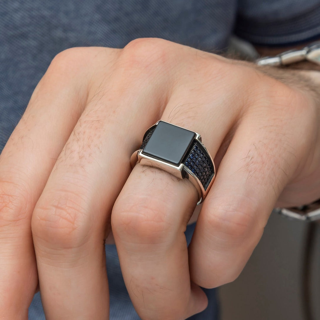 Ottoman Dynasty Black Aqeeq Ring