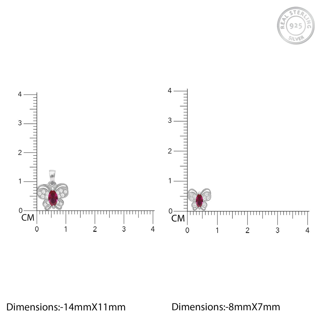 Silver Pop Pink Studded Butterfly Pendant Set