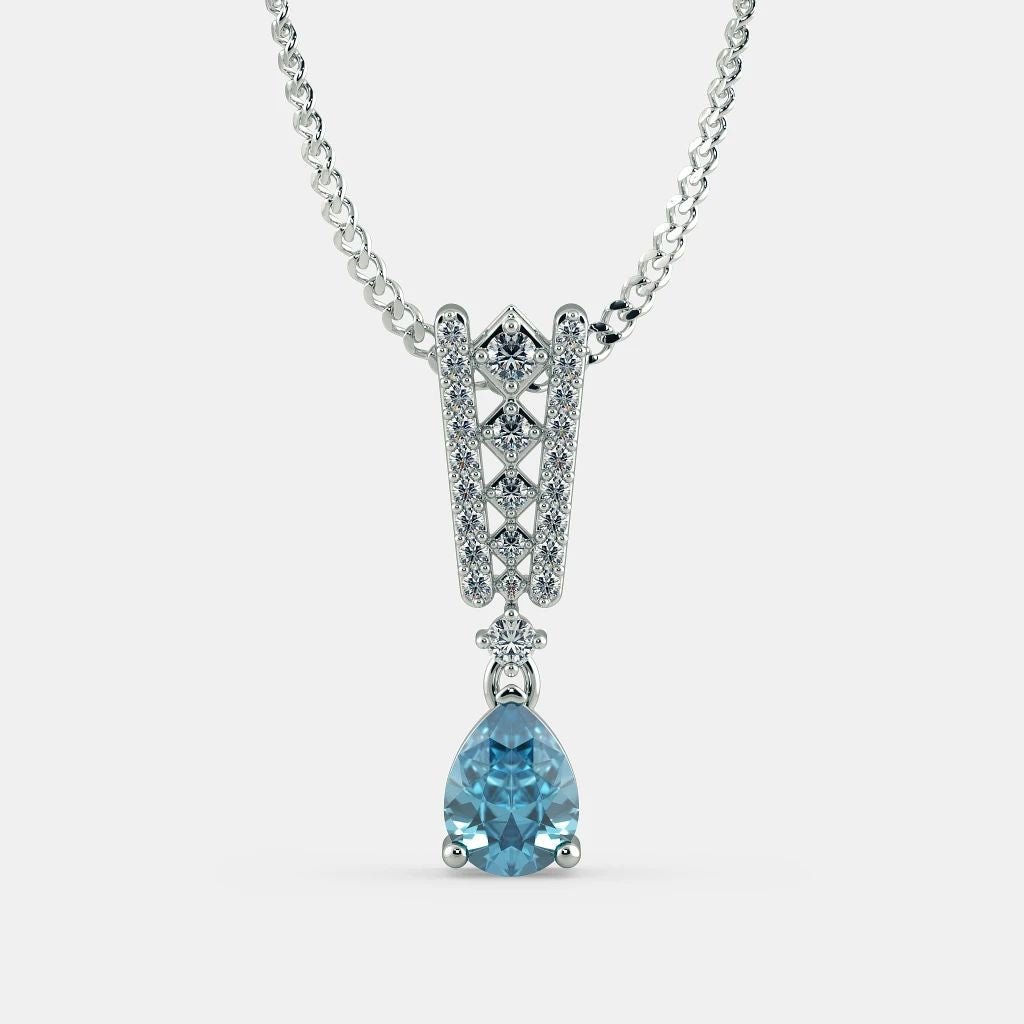 Aquamarine Bridge Necklace - 925 SILVER - SENSATION Pakistan