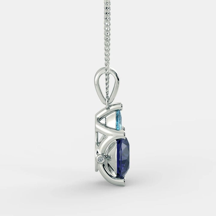 Diana Blue Sapphire Necklace - 925 SILVER - SENSATION Pakistan