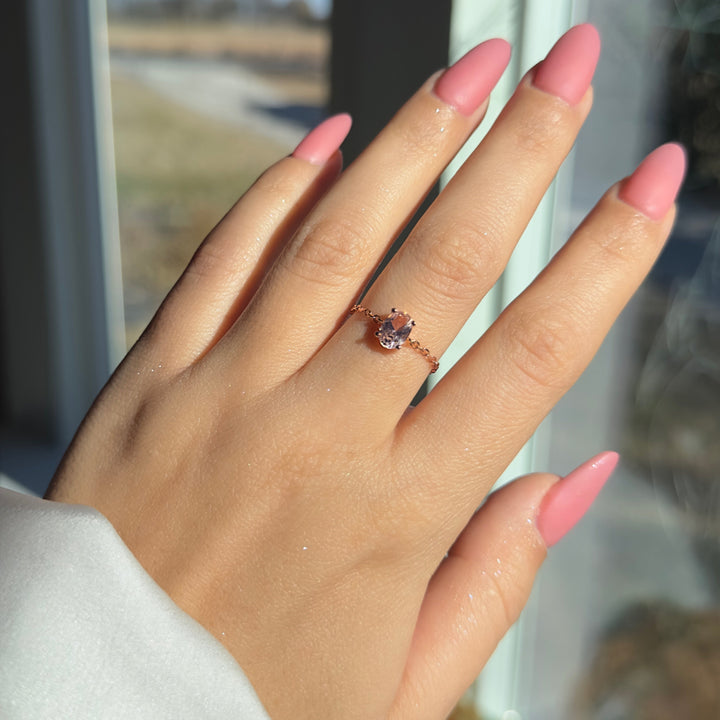 Serene Solitude Pink Amethyst  Ring