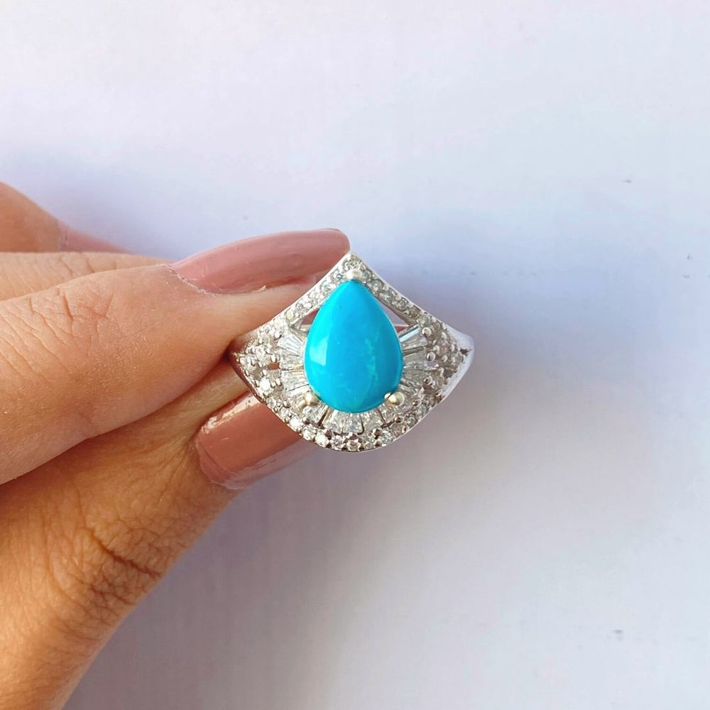 NATURAL TURQUOISE - TEARDROP CROWN - SENSATION Pakistan