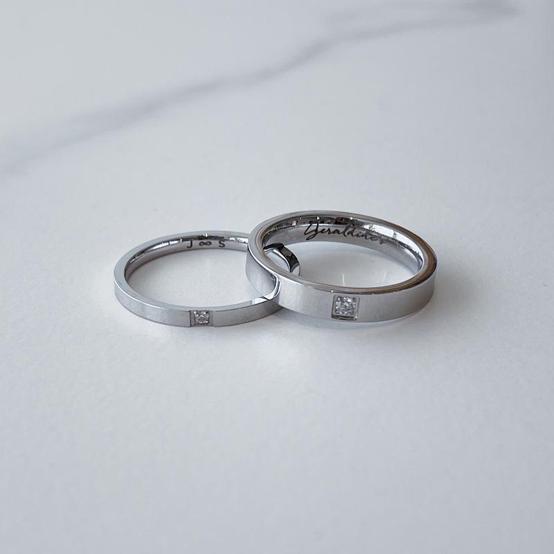 PURE SILVER PERSONALIZED COUPLE BAND RINGS - SENSATION Pakistan