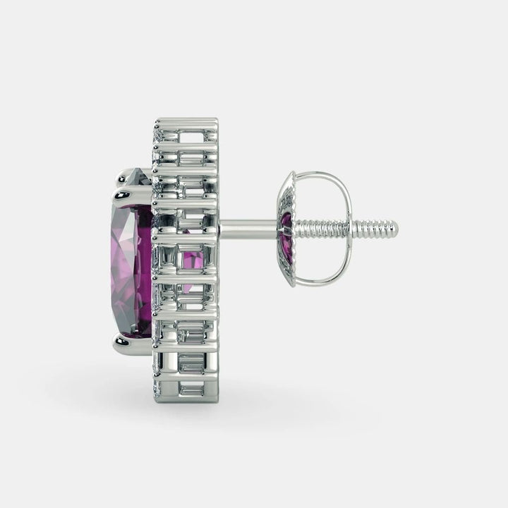 Purple Amethyst Oval Earrings - 925 SILVER - SENSATION Pakistan