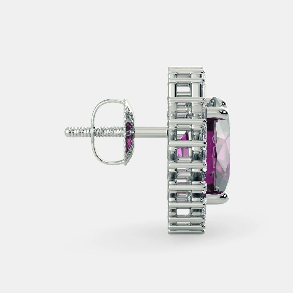 Purple Amethyst Oval Earrings - 925 SILVER - SENSATION Pakistan
