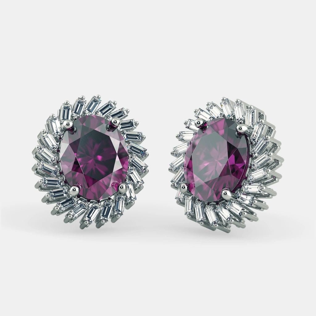 Purple Amethyst Oval Earrings - 925 SILVER - SENSATION Pakistan