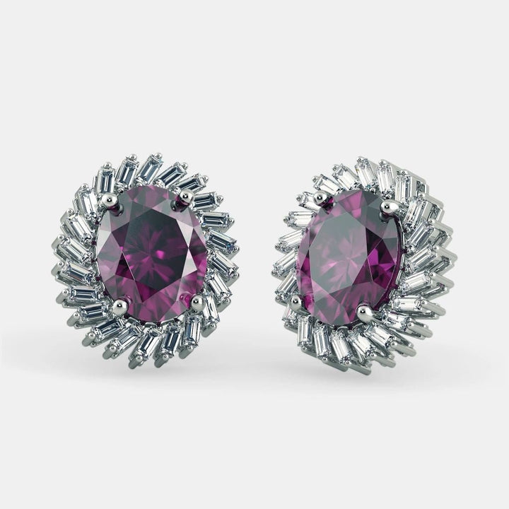 Purple Amethyst Oval Earrings - 925 SILVER - SENSATION Pakistan
