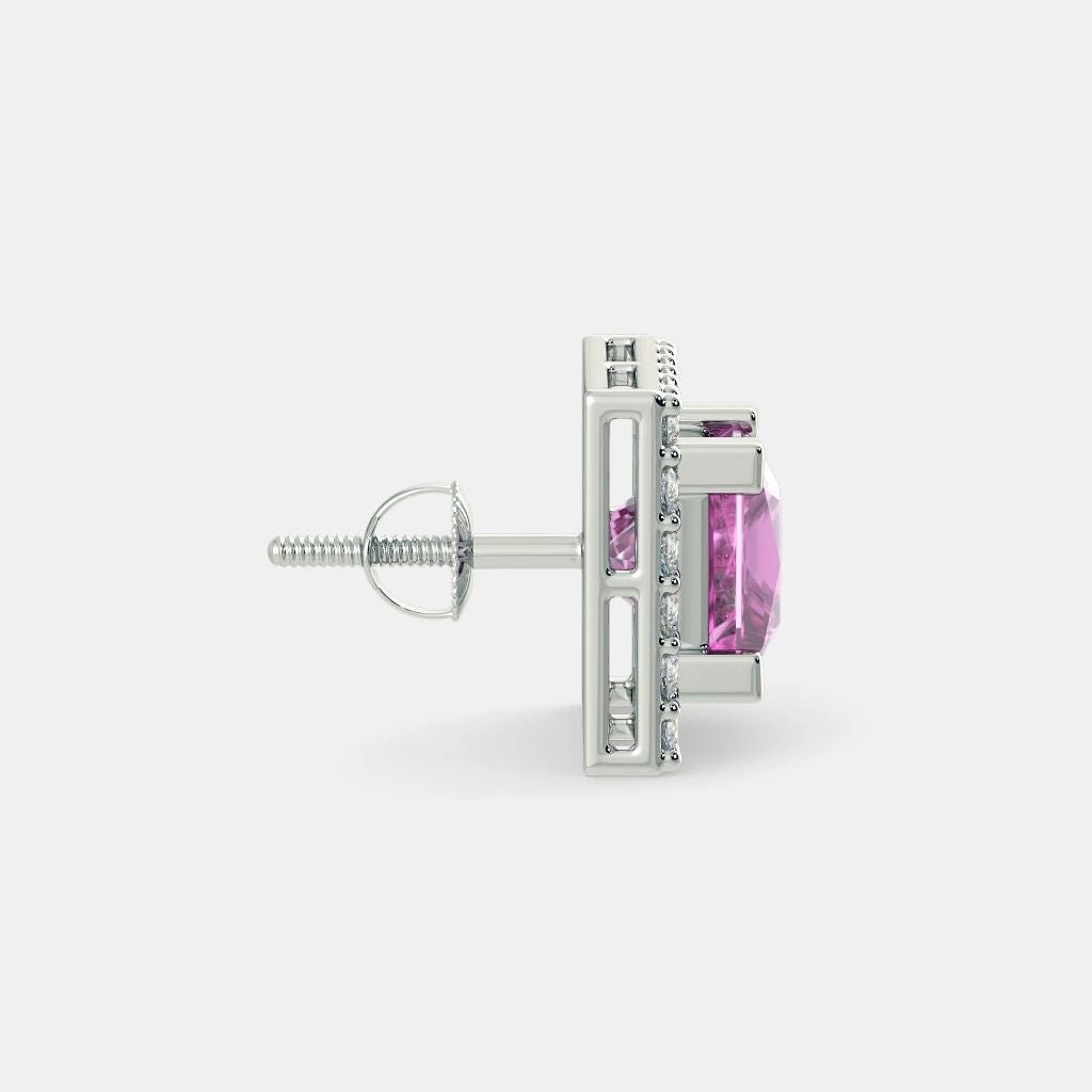 SERENA PINK SAPPHIRE STUDS - 925 SILVER - SENSATION Pakistan