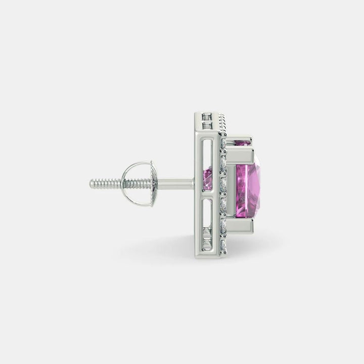 SERENA PINK SAPPHIRE STUDS - 925 SILVER - SENSATION Pakistan