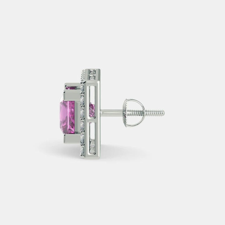 SERENA PINK SAPPHIRE STUDS - 925 SILVER - SENSATION Pakistan