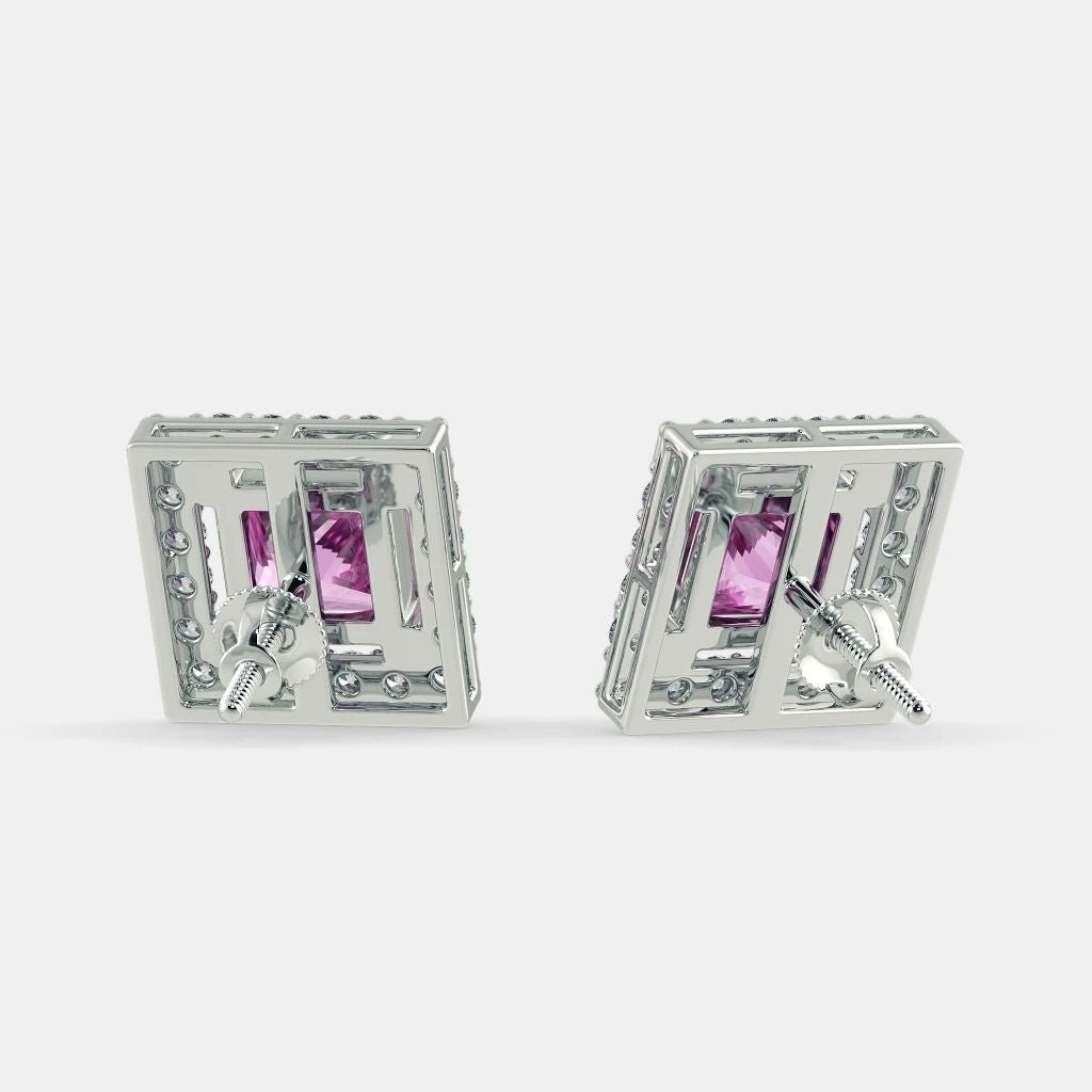 SERENA PINK SAPPHIRE STUDS - 925 SILVER - SENSATION Pakistan