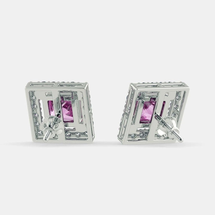 SERENA PINK SAPPHIRE STUDS - 925 SILVER - SENSATION Pakistan