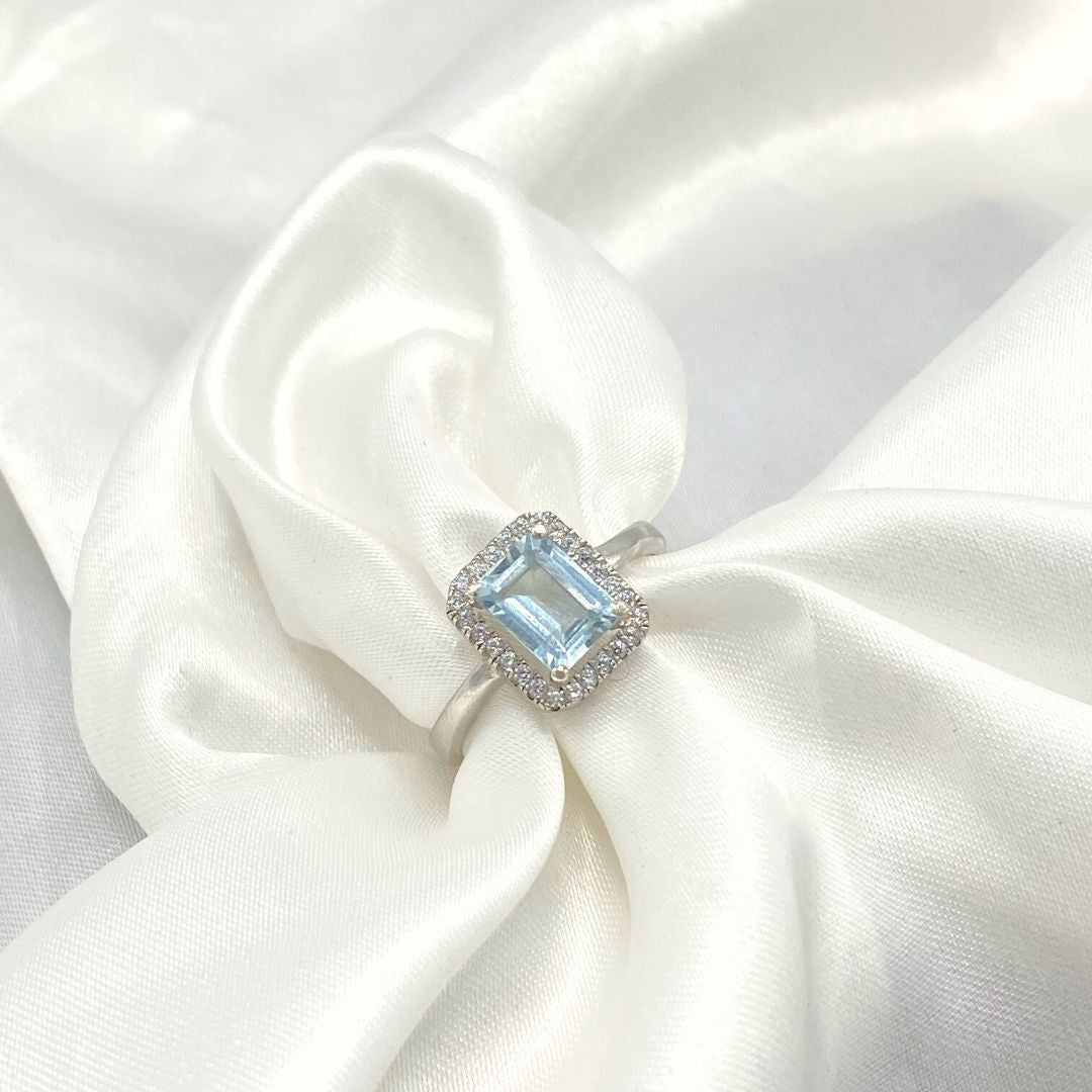 SQUARE CUT AQUAMARINE SOUL - 925 SILVER - SENSATION Pakistan